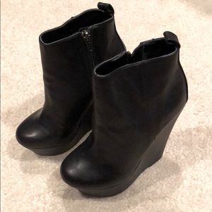 Leather platform wedges